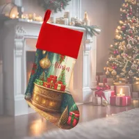 Festively decorated room, traditional  christmas stocking