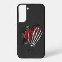 Vintage Gothic Red Roses Skeleton Monogram Samsung Galaxy S22+ Case