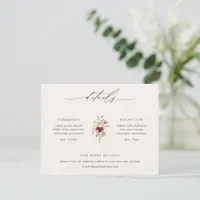 Boho Wildflowers Elegant Wedding Details Enclosure Card