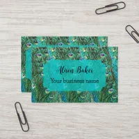 Peacock feathers, abstract - modern  business card