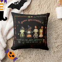 Happy Halloween Cute Monsters Party Throw Pillow