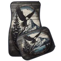 Majestic Eagle Soaring Over Mountain Landscape Car Floor Mat