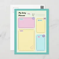 Colorful Pastel Kawaii Cute Daily Planner Postcard