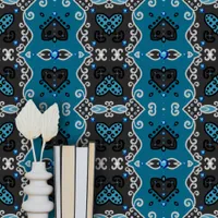 Elegant Blue Gemstones on Teal Gray Black Wallpaper