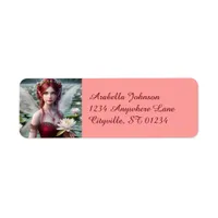 Beautiful July Fairy in Water Lilies Label