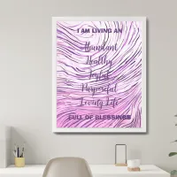 Affirmations And Blessings Pink And Purple Framed Art