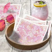 Nautical Beach Collage Hot Pink ID840 Paper Dinner Napkins