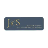 Simple Elegance Wedding Initials Blue ID1022 Label