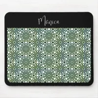 Green Abstract Snowflake Pattern Mouse Pad