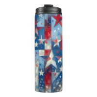 Patriotic US Flag Abstract Art Thermal Tumbler