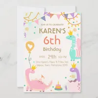 Whimsical Dinosaur Princess Birthday Invitation