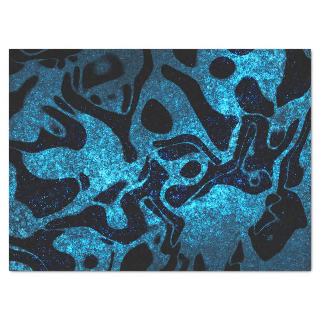 Blue and black glitter wavy pattern tissue paper