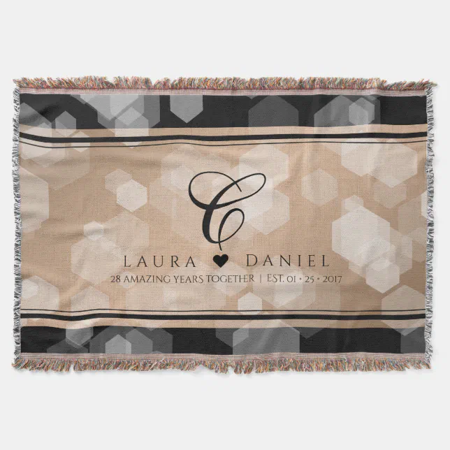 Elegant 28th Linen Wedding Anniversary Celebration Throw Blanket