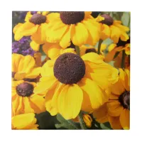 Bright yellow Black-Eyed Susan Ceramic Tile