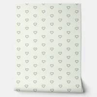 Abstract Love Hearts Pattern Pastel Light Green Wallpaper