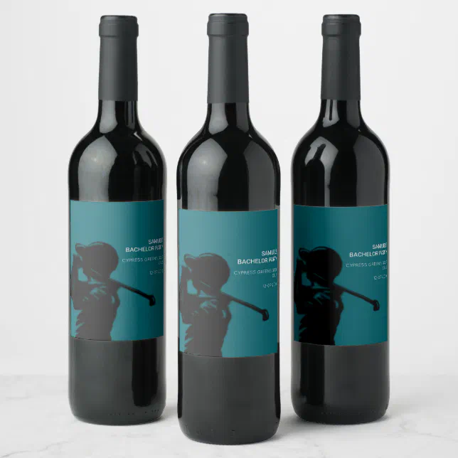 Black golfer Golfing Trip Bachelor Party minimal  Wine Label