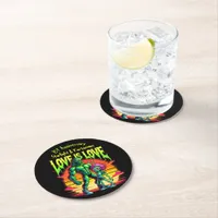 Cosmic Romance Between Alien Figures Round Paper Coaster