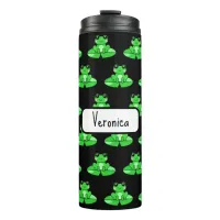 Personalized Cute Frog | Name in Heart Thermal Tumbler