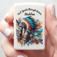 Native Indian woman gazes intently Zippo Lighter