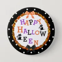 Happy Halloween Black Cat Buttons