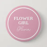 Cute Flower Girl Personalized Pink And White Button