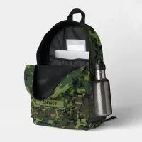 Military Green Woodland Camouflage Custom Name  Printed Backpack