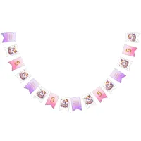 Pretty Pink, Purple and Gold Unicorn Birthday  Bunting Flags