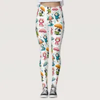 Cute Raining Cats and Dogs with Umbrellas Leggings