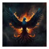 Phoenix Bird Rising with Flames Poster