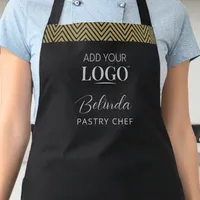 Business Logo Black & Gold Modern Minimal Employee Apron