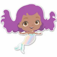 African American Mermaid With Purple Hair Sticker