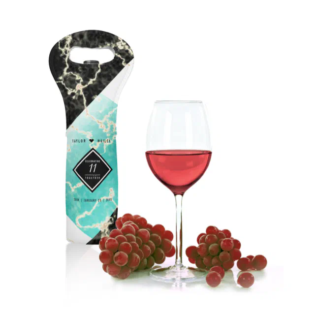 Elegant 11th Turquoise Wedding Anniversary Wine Bag