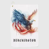 *~* American USA Flag AP16 Bald EAGLE Golf Towel