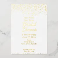 White and Gold Foil Bridal Shower Foil Invitation