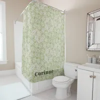 Monogram Name Sage Green Pattern | Shower Curtain