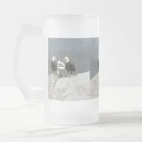 Funny Eagles and Seagull Frosted Glass Beer Mug