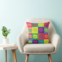 Pop Art Lips Colourful Throw Pillow