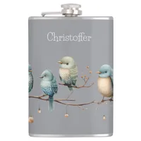 Whimsical Birds on Branches Timeless Elegance Flask