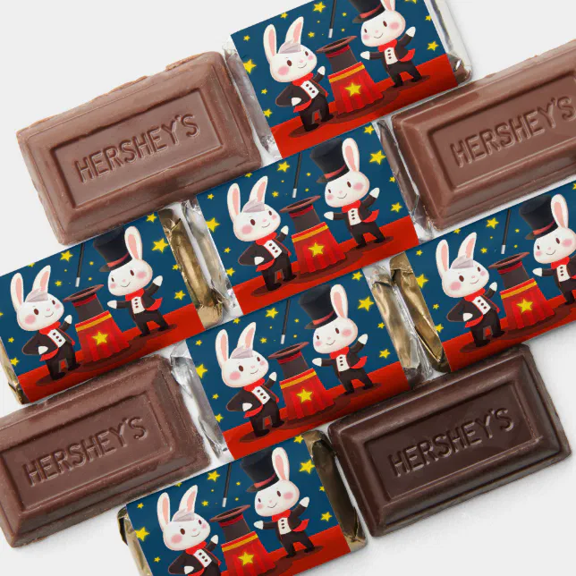 Cute Rabbit Magicians on Stage Magical Birthday Hershey's Miniatures