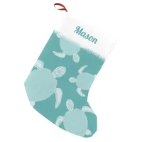 Cute Blue Sea Turtle Small Christmas Stocking