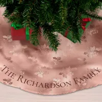 Christmas Rose Gold Personalized Holly Pattern Brushed Polyester Tree Skirt