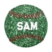 Luxury Dark Green Glitter Bold Sport Monogram Baseball