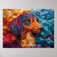 Dachshund Quilling Art Dog Portrait Poster