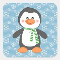 Cute Winter Penguin with Scarf Christmas Stickers