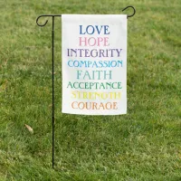 Love, Hope, Integrity Inspirational Positive Garden Flag