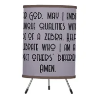 Woodland Zebra Kids Christian Prayer on Purple | Tripod Lamp