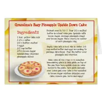 Grandma's Pineapple Upside Down Cake Recipe Card