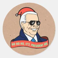 Funny Ho It's President Joe Biden Santa Christmas Classic Round Sticker