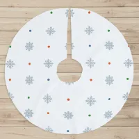 Christmas snowflakes and dots pattern brushed polyester tree skirt