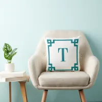 Dark Turquoise Greek Key Monogram